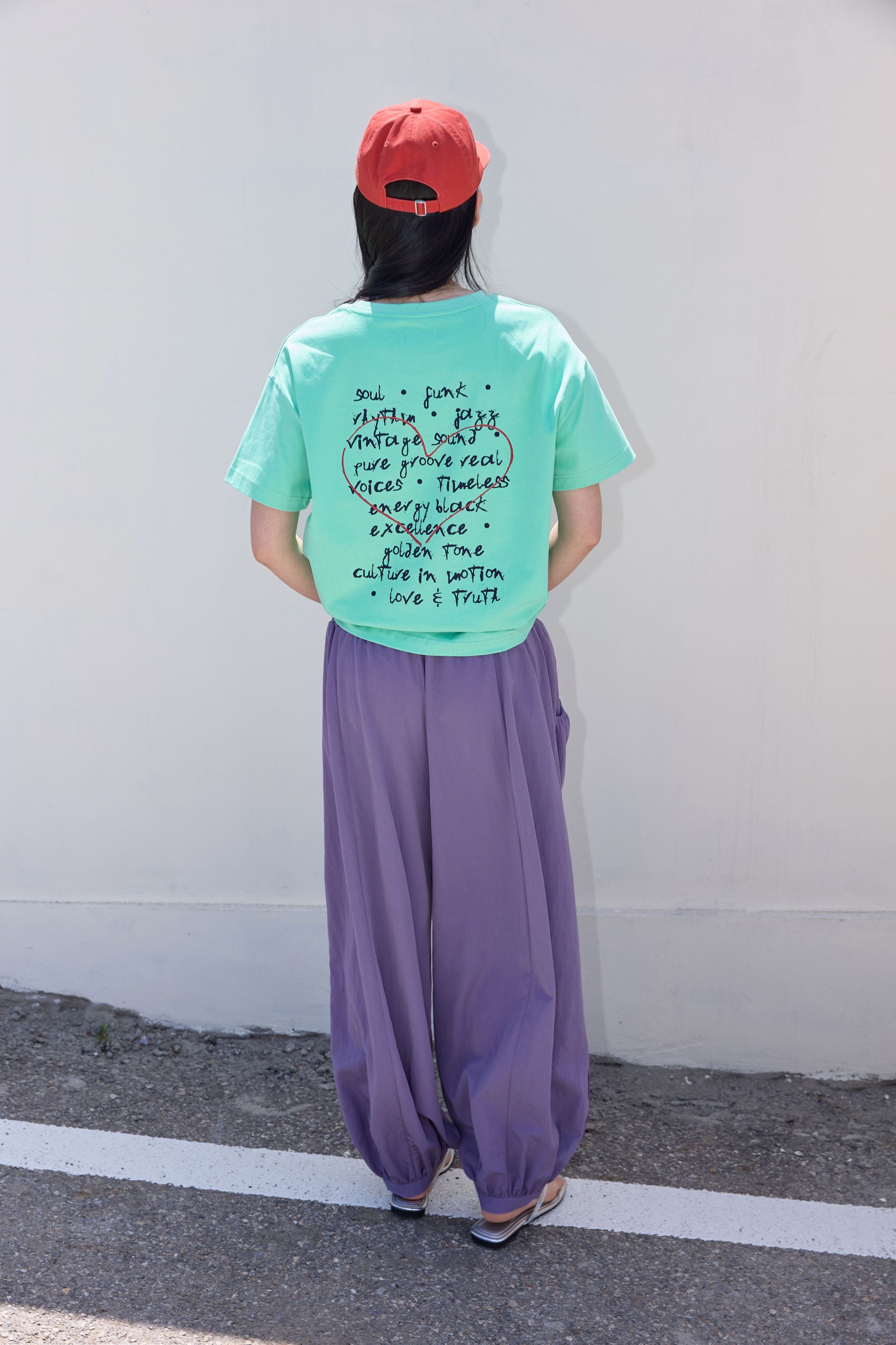 BUTTON DETAIL SHIRRING PANTS - 3 COLORS PURPLE