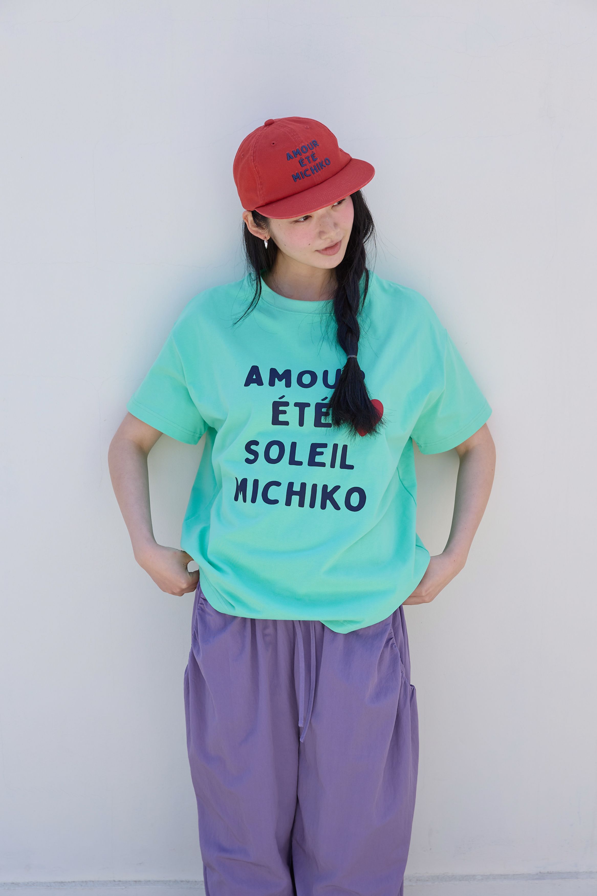 BUTTON DETAIL SHIRRING PANTS - 3 COLORS PURPLE