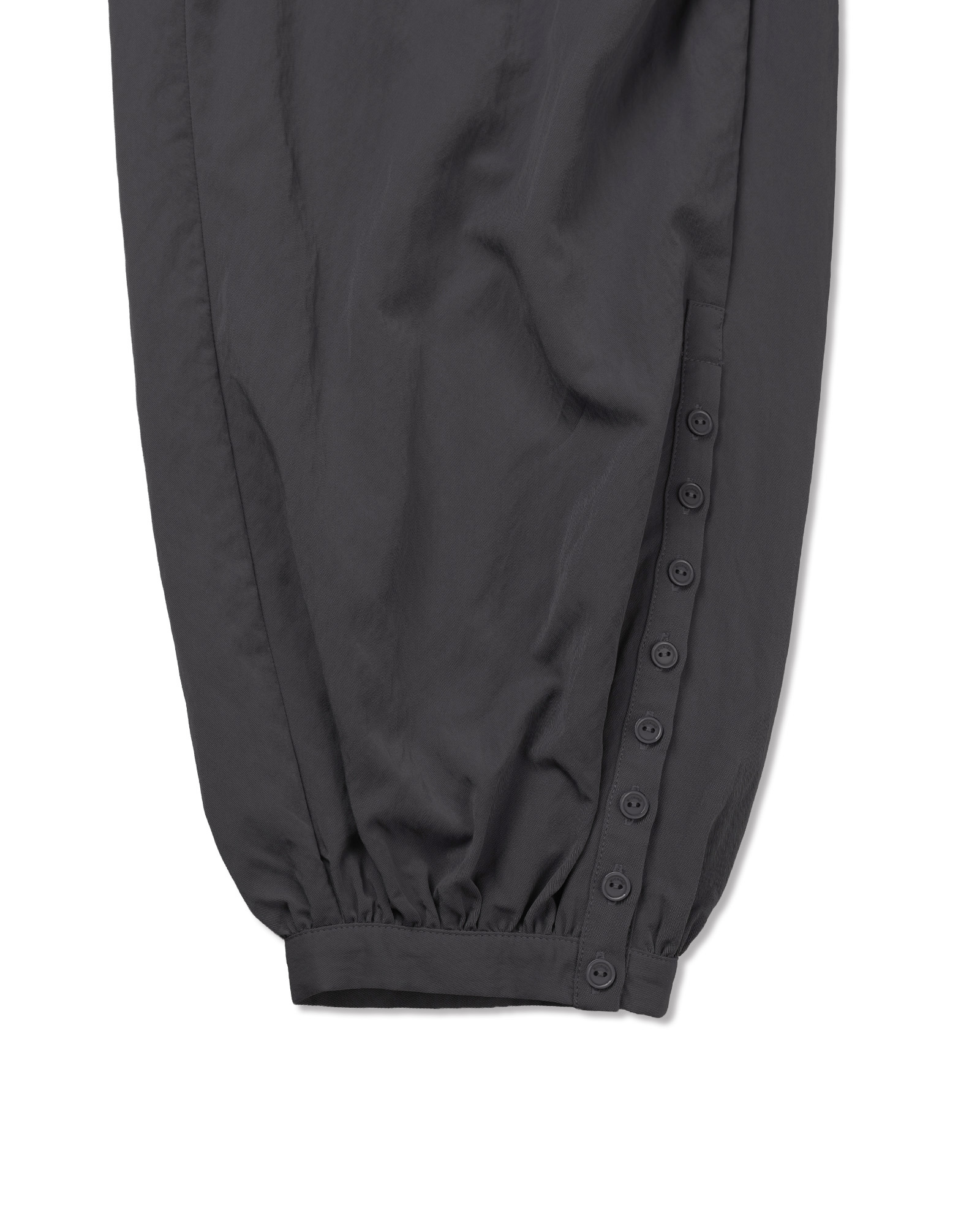 BUTTON DETAIL SHIRRING PANTS - 3 COLORS CHARCOAL