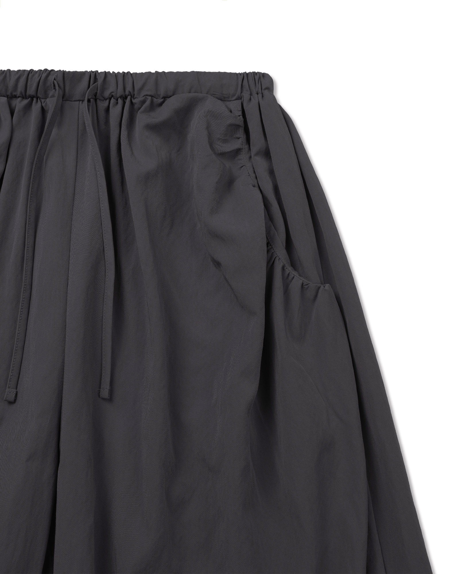 BUTTON DETAIL SHIRRING PANTS - 3 COLORS CHARCOAL