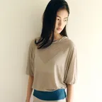PUFF SLEEVE DROP MOCK NECK TOP [GREY]