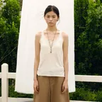LINEN BLEND LACE SLEEVELESS TOP [IVORY]