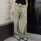 fold-over waist cotton banding pants (olive green)