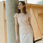 [인플루언서픽][29CM 단독] Waist-String Cap Sleeve Blouse Light Pink AT6BLB008LP