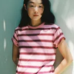 Polly Stripe Tee (Plum)