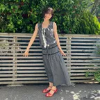 Plain band skirt_check