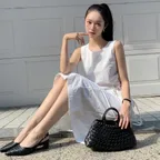 바로배송_[노현주 PICK][이너 파우치 포함] 핸드메이드 레더 위빙 토트 백 l 블랙 l B07-1