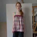 341. Lace Check Tube Top _ Magenta