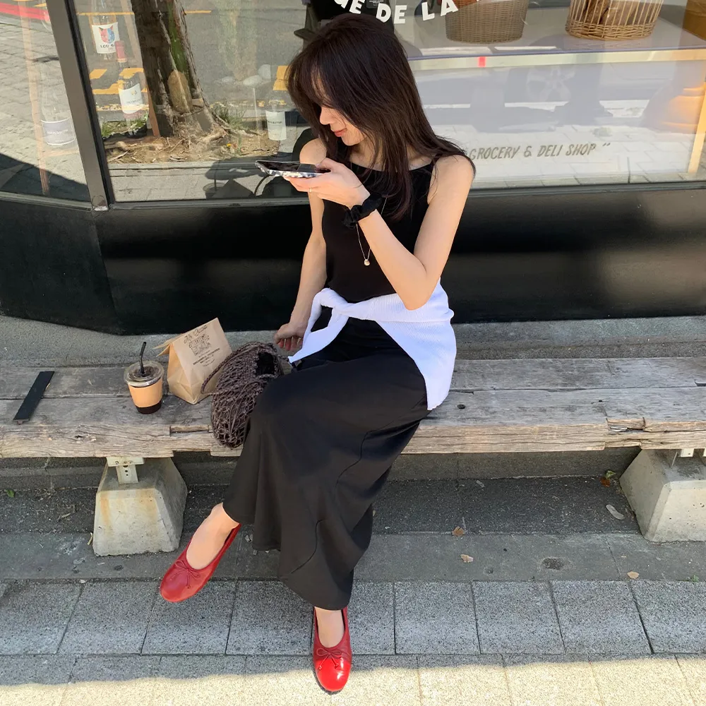 [영은 착용][3차 리오더]Boat Neck Jersey Maxi Dress[LMBFSUDR810]-Black