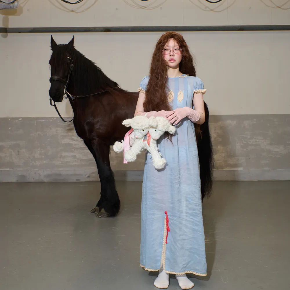 2차(blue) pintuck linen dress