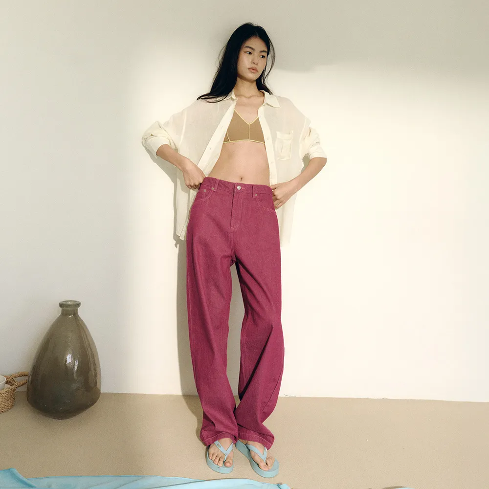 CURVED SILHOUETTE COLOR DYEING JEAN [WINE]