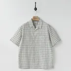 Open Collar Half Shirt Ivory Check