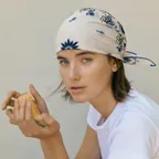 Cotton Paisley Bandana Scarf - White/Blue