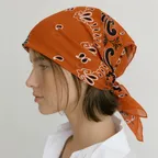 Cotton Paisley Bandana Scarf - Red Sunset