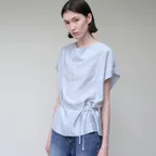Cowl drape blouse (sky blue)