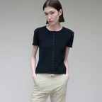 Cap linen cardigan (black)