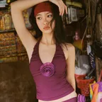 ROSETTE HALTER SWIM TOP_Plum