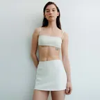 [사은품] Ribbed Bandeau Bikini Set - White
