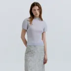 Nove Pleats Short Sleeve Top (Light Gray)