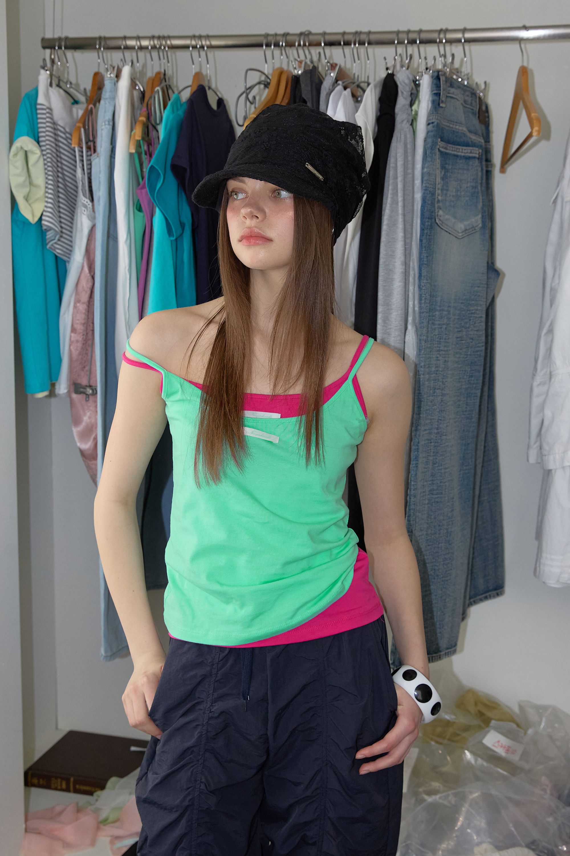 NEWYORKWORKS COLOR DAILY STRAP SLEEVELESS - 5 COLORS PINK