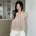 [29CM 단독] SHEER FRILL FLARE BLOUSE [ SAND BEIGE ]