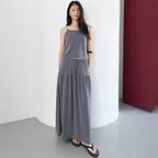 Soft Modal Tiered Skirt (Dark Gray)