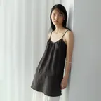 Button Side Sheer Dress (Brown)