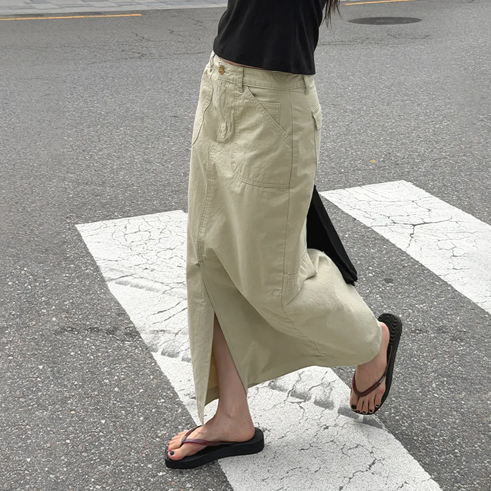 [5차] Patigue long skirt (light khaki)