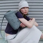 FAUX LEATHER MINI M.O.S BAG, DENIM