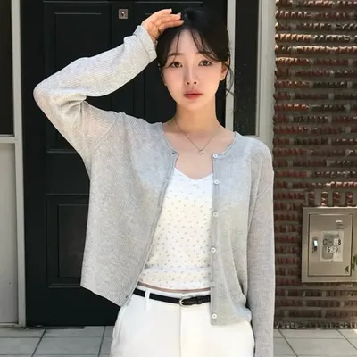 린넨 시스루 골지 라운드 가디건 5 COLOR COWCD008