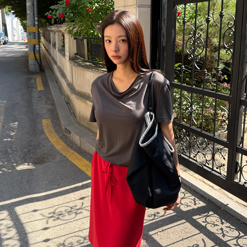 [경은 PICK] Cowl-neck T-shirts E516_2color