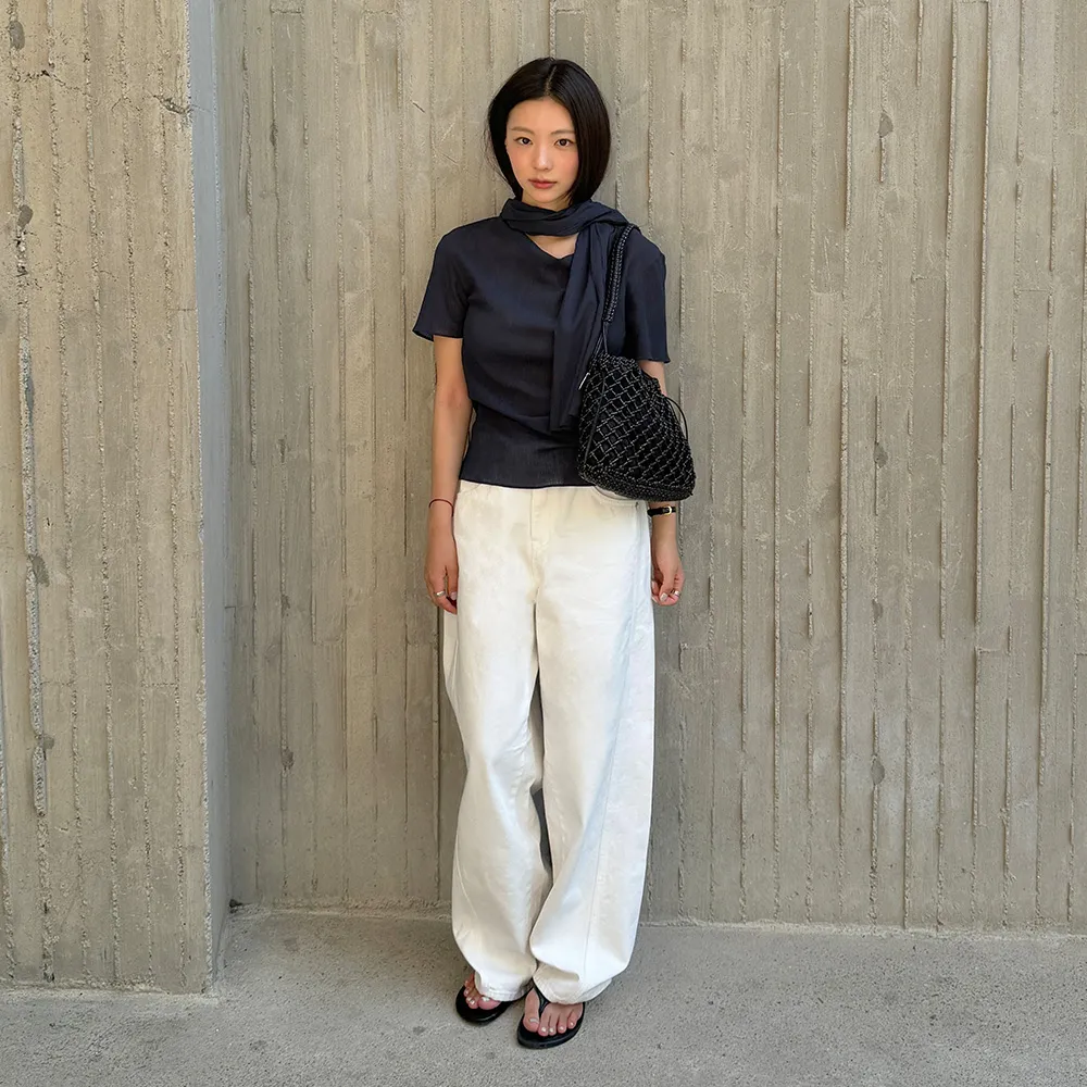 [경은 PICK] Curved White Denim Pants L500_01