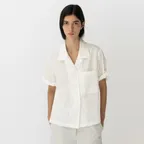 Notched Collar Cotton Shirt_White