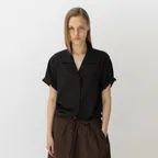 Notched Collar Cotton Shirt_Black