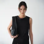 Studded Small Shoulder Bag, Leather Black