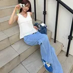 [희선 착용] stripe washed denim pants (blue) orc 6002