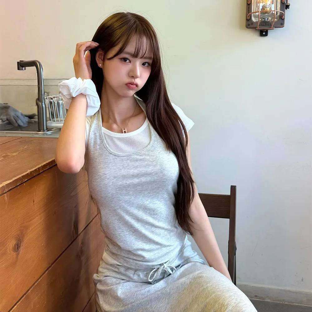 [희선 착용][영은 착용][3차 리오더]Tencel Halter Neck Sleeveless[LMBFSUTT624]-Light Melange