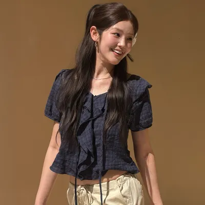 [플로우윤PICK][예약배송] Ruffle off tie blouse [FRSP07BL05]_Navy