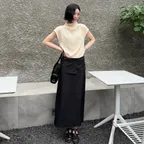 랩 레이어드 H 라인 스커트