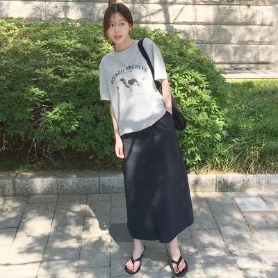 SIST9035 나일론 반밴딩 스커트_Black