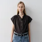 TOVE RUFFLE SHIRT (CHARCOAL)