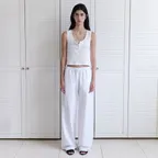 Nora stripe banding pants (white)