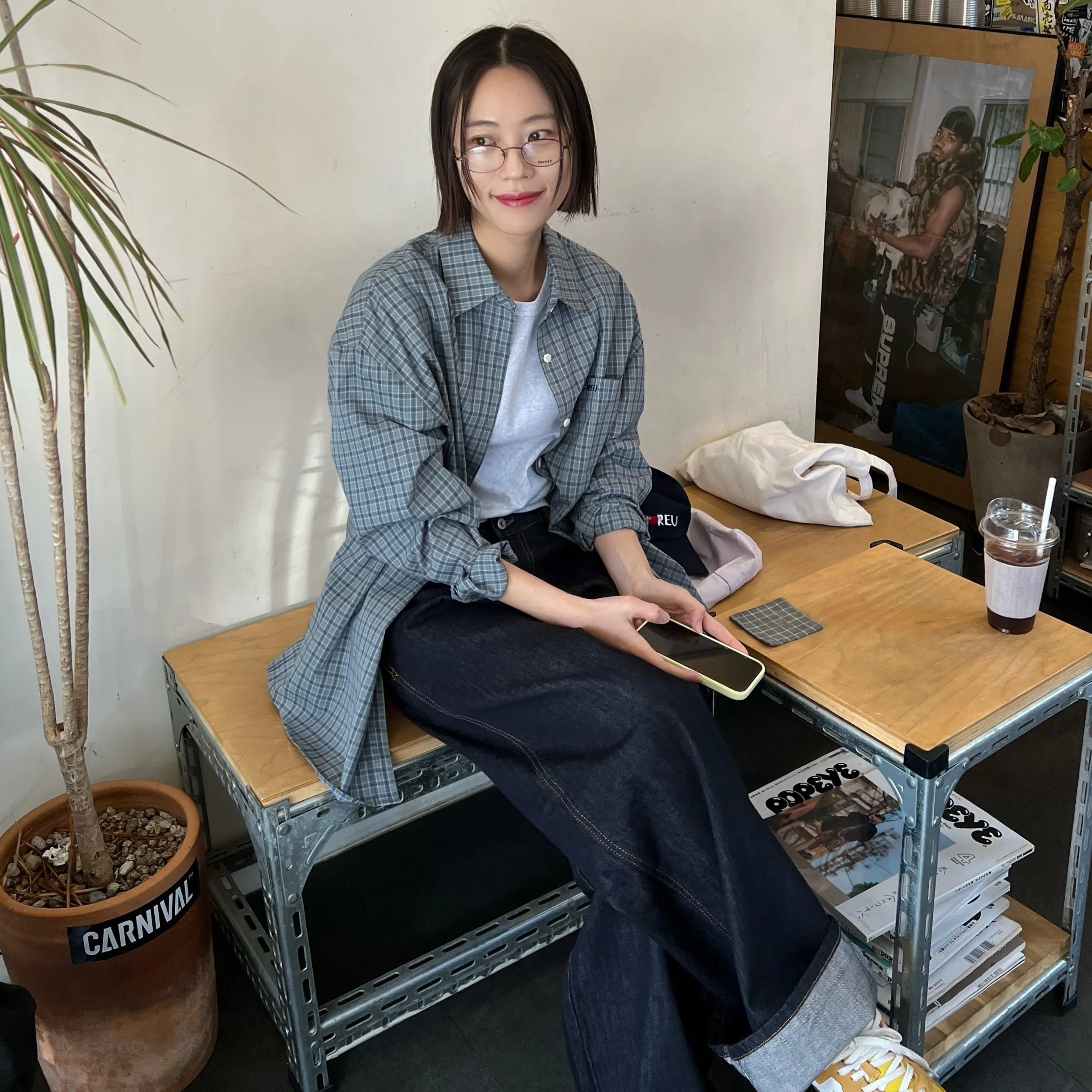 [29CM 단독] (4차) 릴렉스 체크 셔츠 (블루)