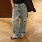 [8차/예약배송] [기장선택] Damaged washing denim (light blue)