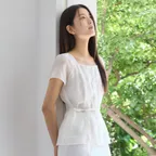 [CL-A/29단독] Square neck pintuck see through blouse - Ivory