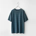 Stripe Pocket Half Sleeve Smoke Blue