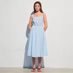 Shirring Flare Long Dress  Sky Blue (KE6671M02Q)