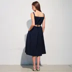 Shirring Flare Long Dress  Navy (KE6671M02R)