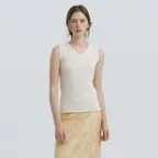Fine Rib V-neck Sleeveless (Cream)