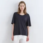 Tencel U-Neck Top - Charcoal